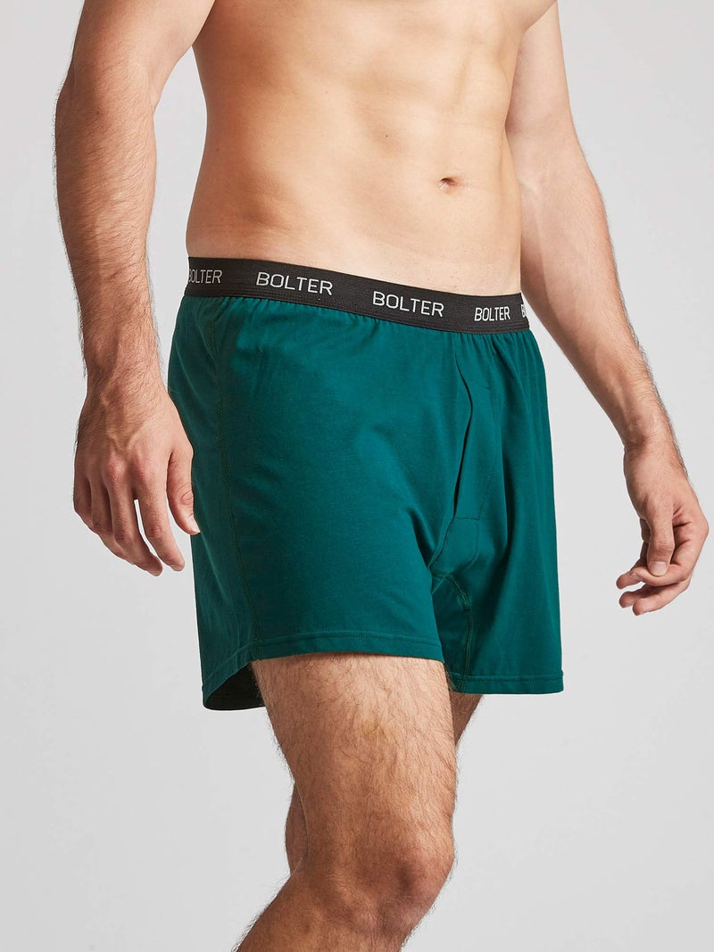 Bolter Menâ€™s 5-Pack Cotton Stretch Boxers Shorts (Medium, Greens) - Image 3